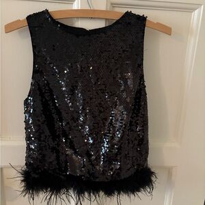 Stunning Sequin Black Sleeveless Top